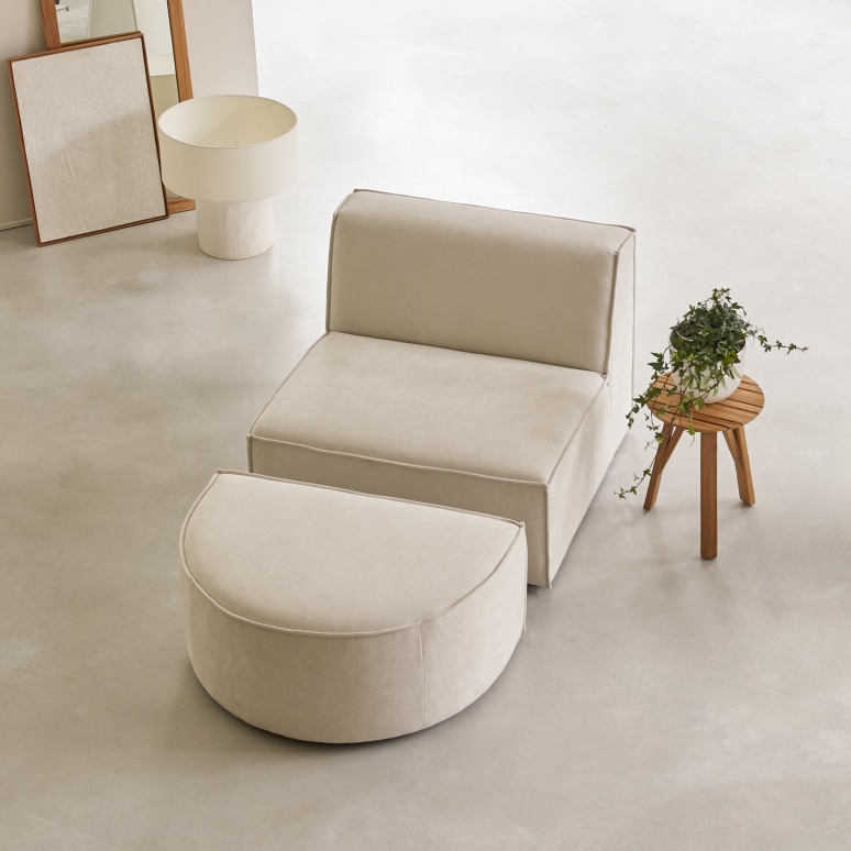Dario - Modular lounge armchair in beige fabric
