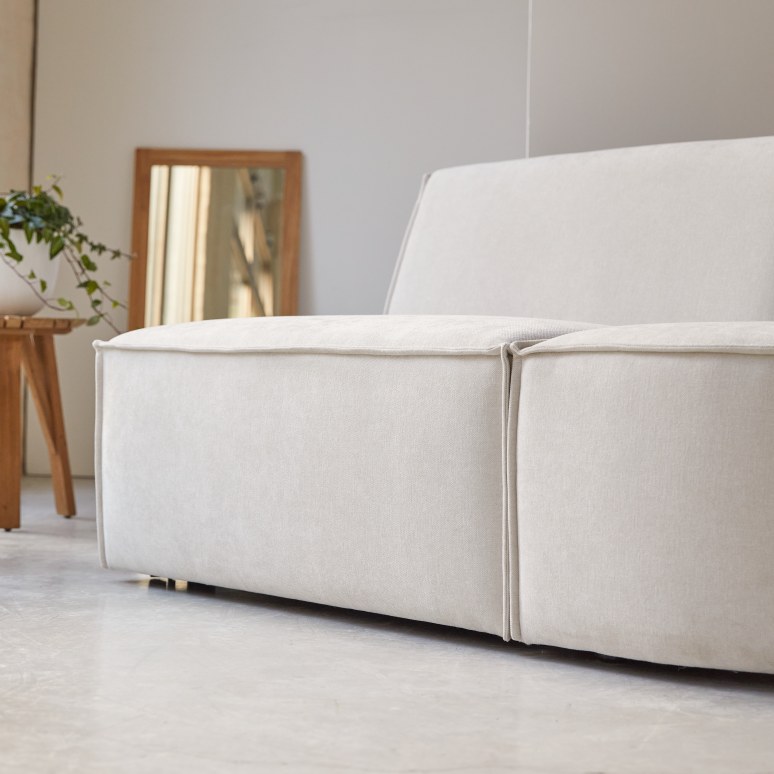 Dario - Poltrona lounge modulabile in tessuto beige