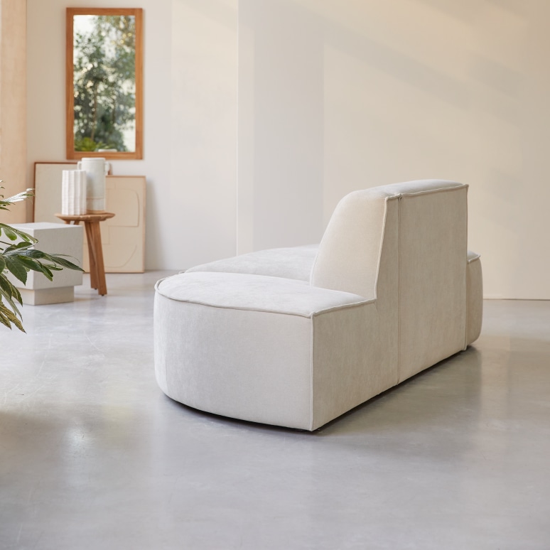 Dario - Modul-Sitzbank mit beigefarbenem Stoffbezug, 2-Sitzer