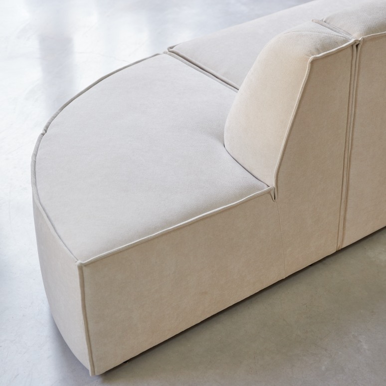 Dario - Modular 2-seater bench in beige fabric
