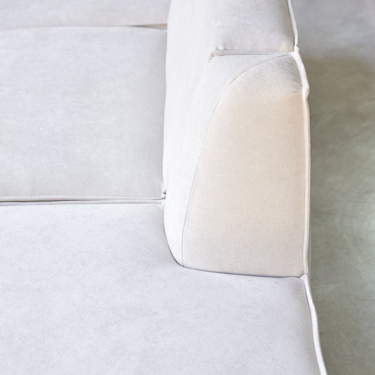 Dario - Divano modulabile in tessuto beige, 2 posti