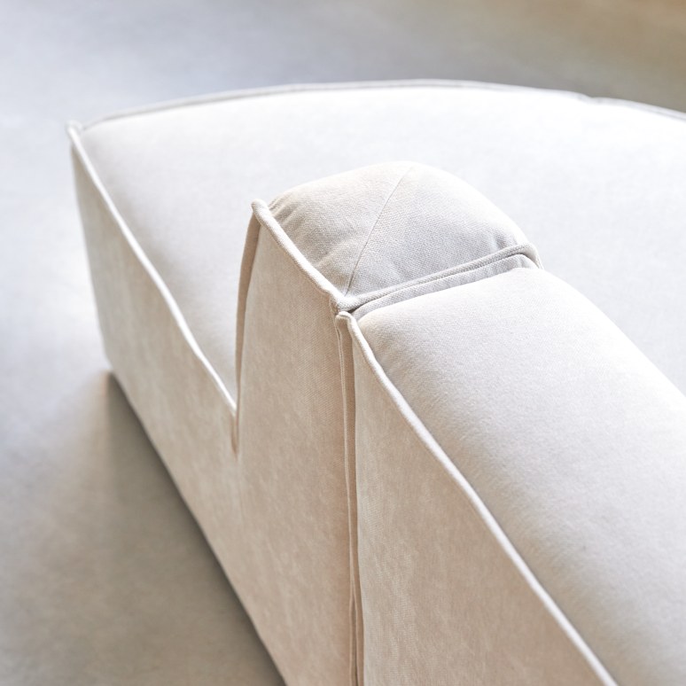 Dario - Banqueta modulable de tela beis, 2 plazas