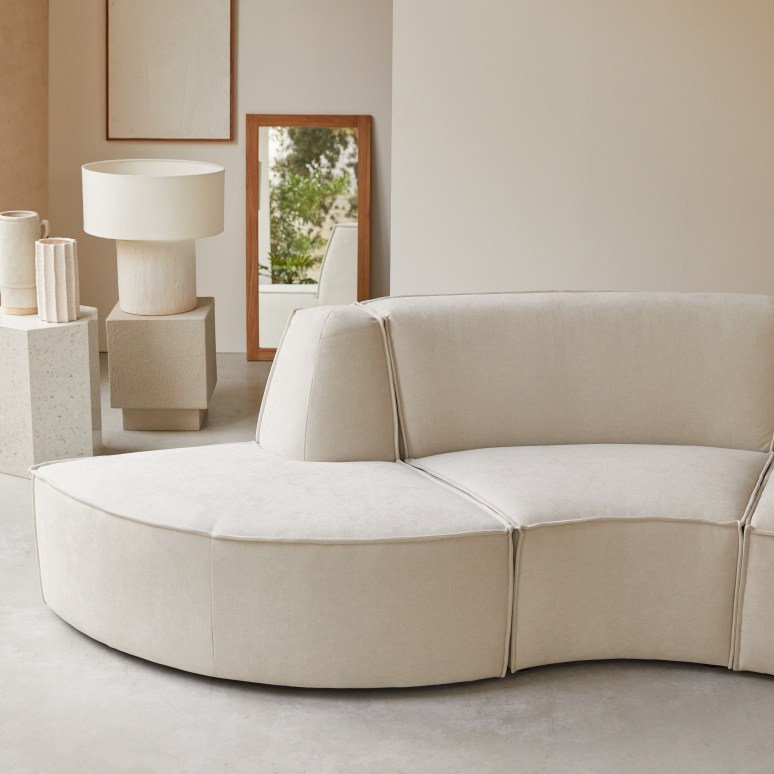 Dario - Divano modulabile in tessuto beige, 4 posti