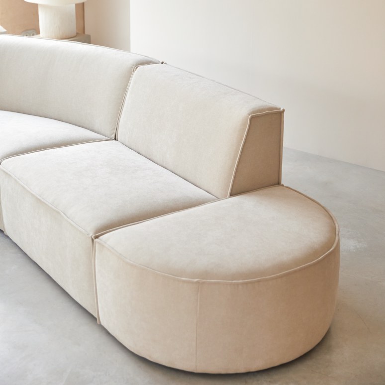 Dario - Divano modulabile in tessuto beige, 4 posti