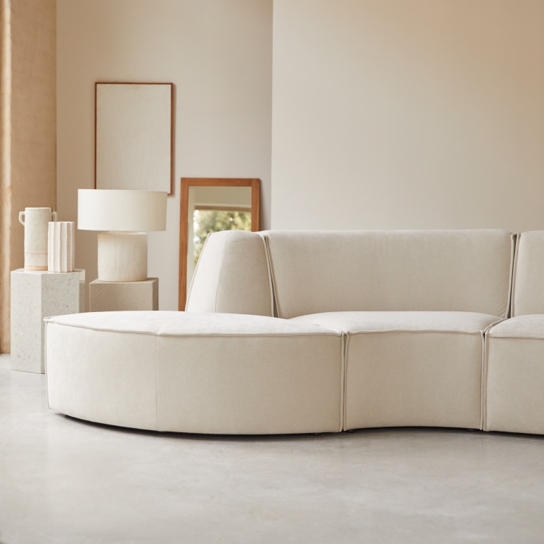 Dario - Modular 4-seater bench in beige fabric