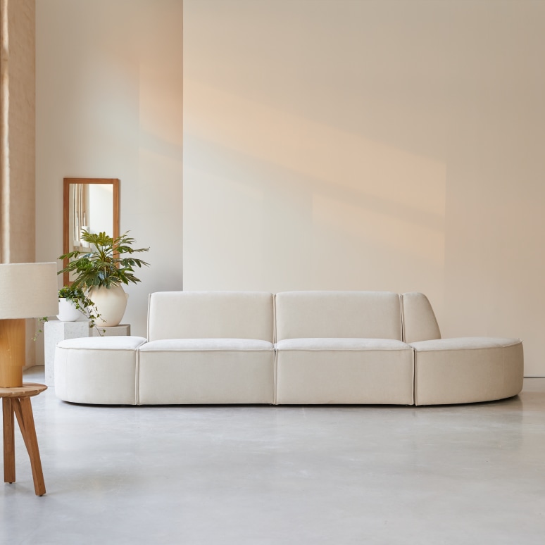 Dario - Canapé modulable en tissu beige, 2-3 places
