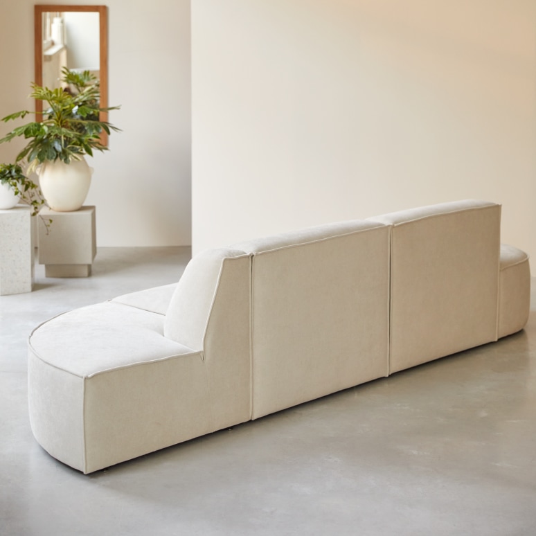 Dario - Divano modulabile in tessuto beige, 2-3 posti