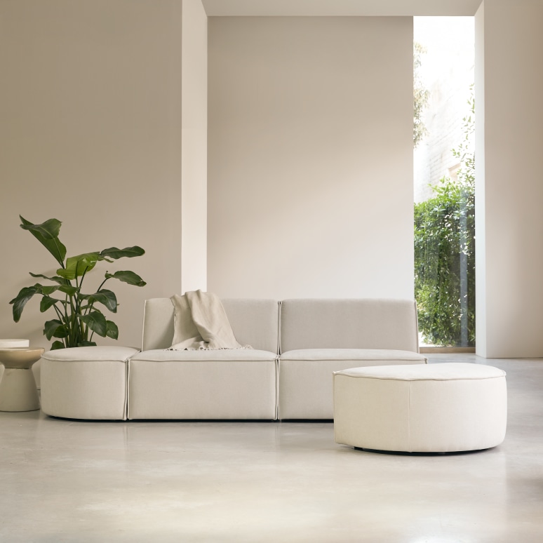 Dario - Canapé modulable en tissu beige, 2 places