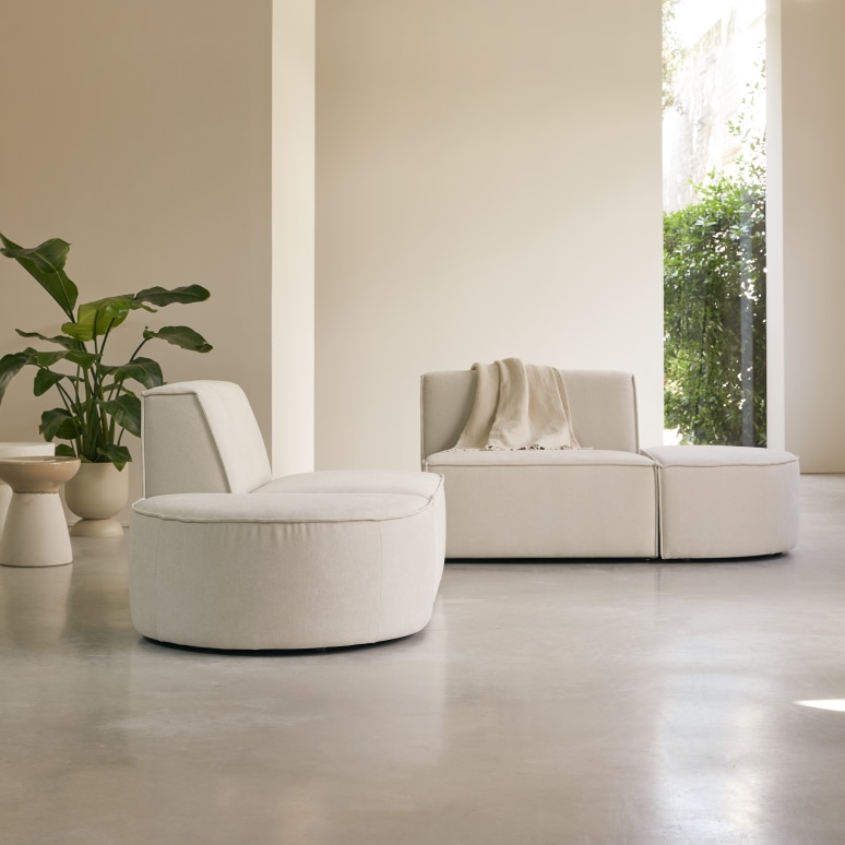 Dario - Modular 2-seater sofa in beige fabric