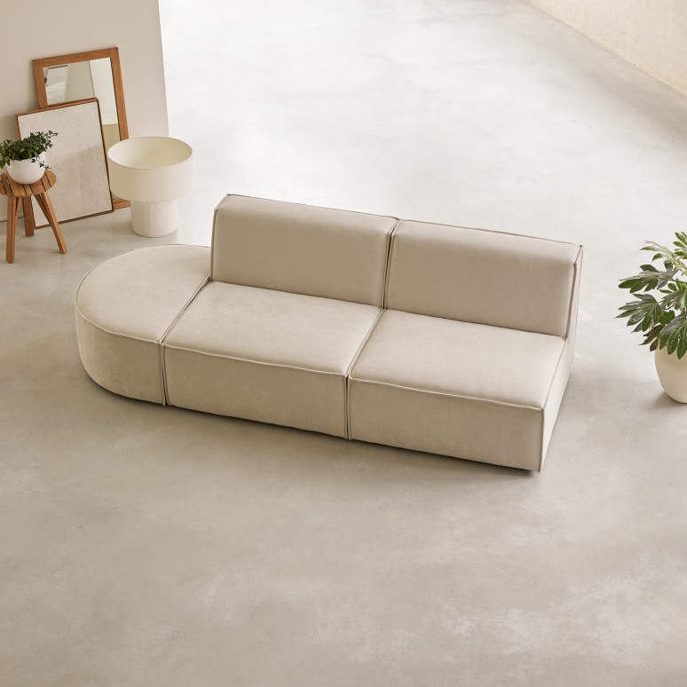 Dario - Modular 2-seater bench in beige fabric