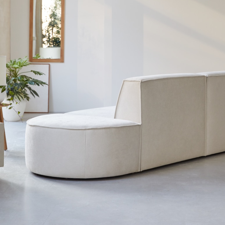 Dario - Banquette modulable en tissu beige, 2 places