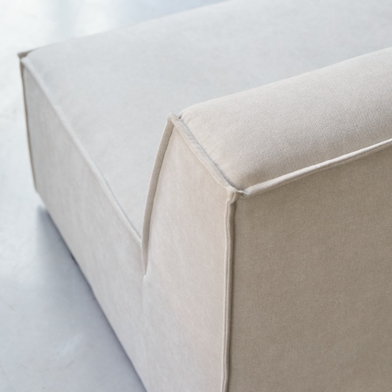 Dario - Banquette modulable en tissu beige, 2 places