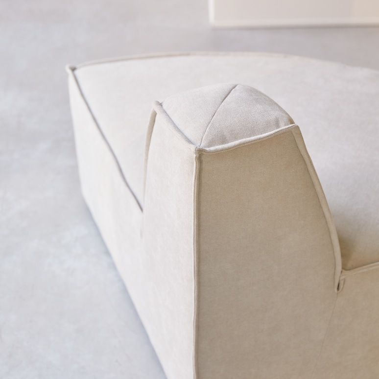 Dario - Banquette modulable en tissu beige, 4 places