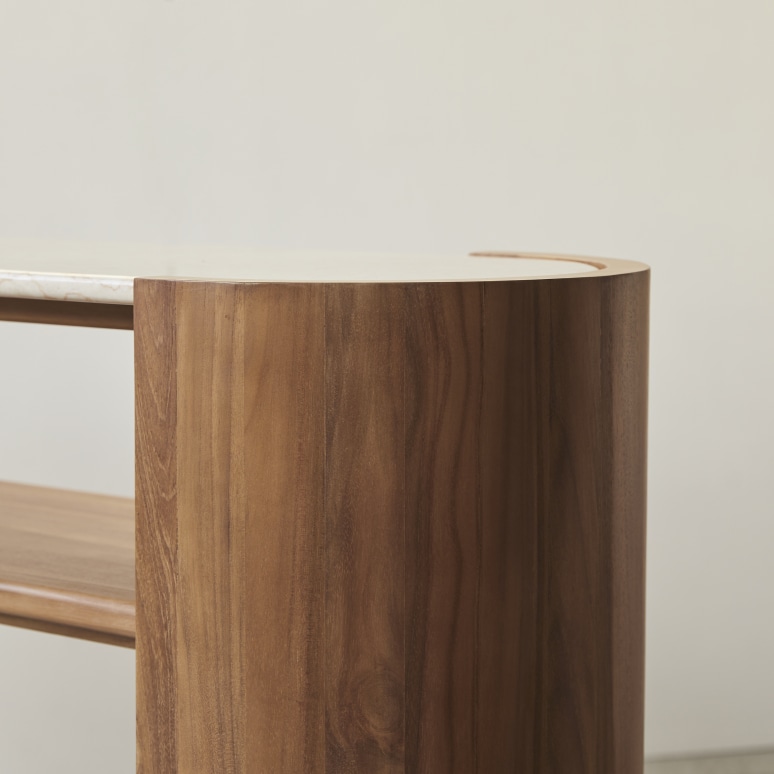 Virgile - Consolle in teak massello e marmo