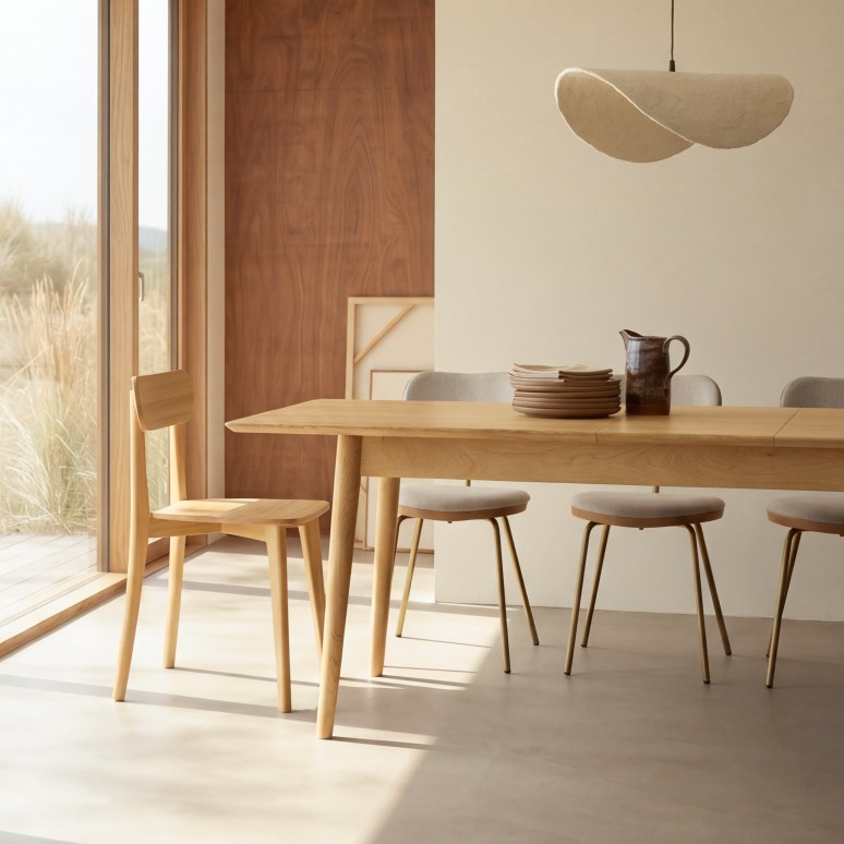 Cloé - Mesa extensible de mango macizo para 6-8 personas