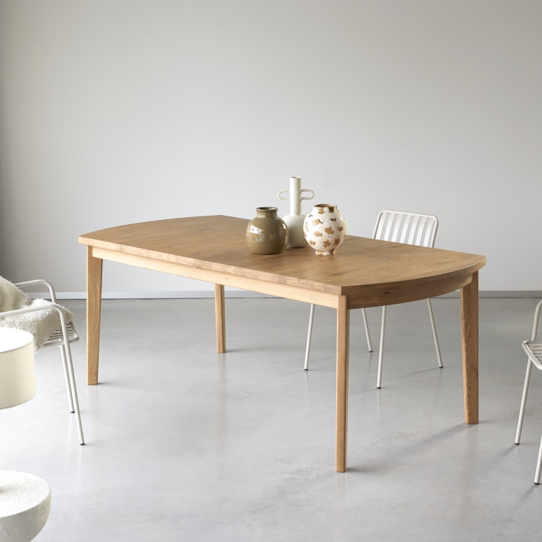 Maia - Massief eiken uitschuifbare tafel voor 6/12 personen