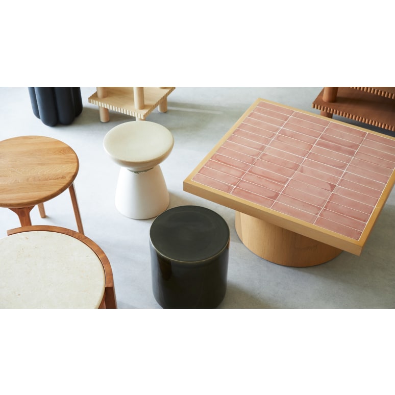 Karel - Coffee table in mindi wood and ceramic