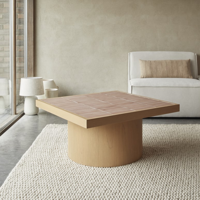 Karel - Coffee table in mindi wood and ceramic