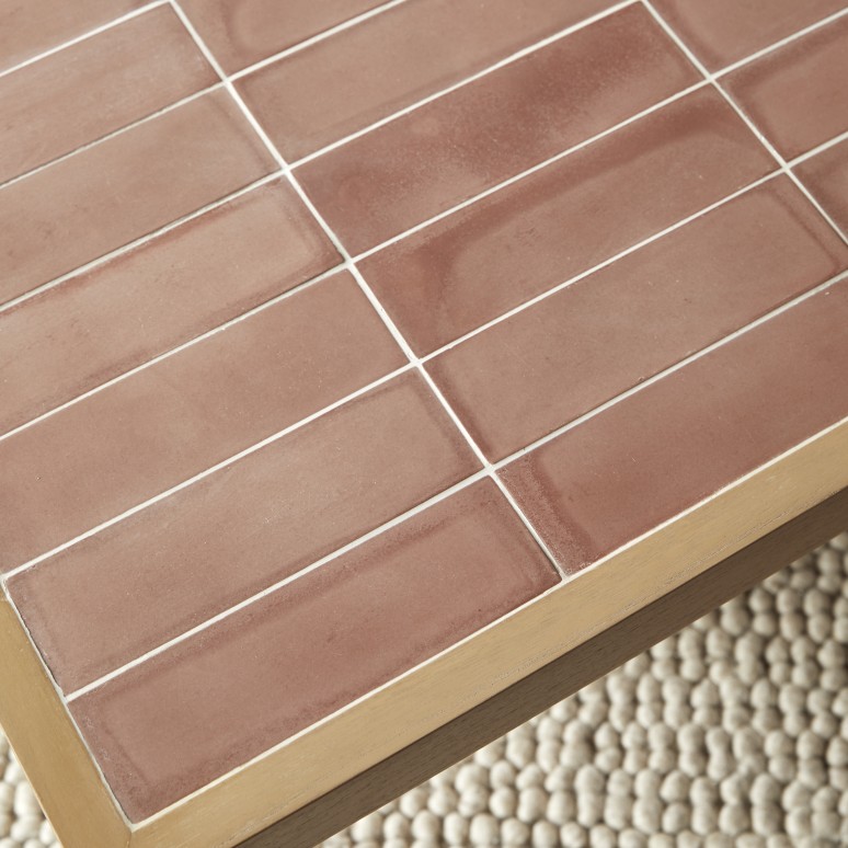 Karel - Coffee table in mindi wood and ceramic