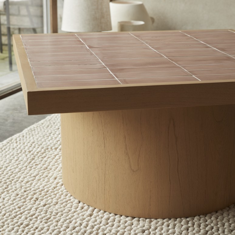 Karel - Coffee table in mindi wood and ceramic