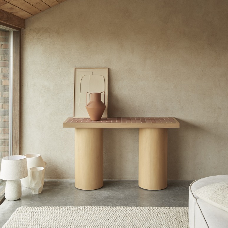 Karel - Mindi wood and ceramic console table