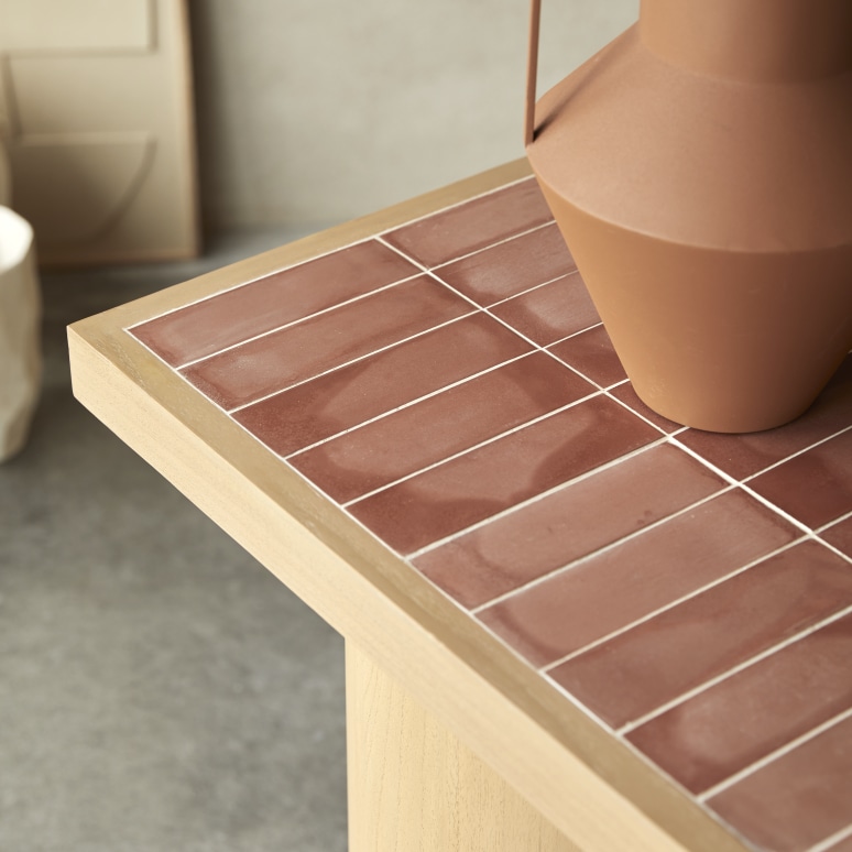 Karel - Console table in mindi wood and ceramic