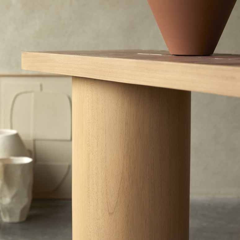Karel - Console table in mindi wood and ceramic