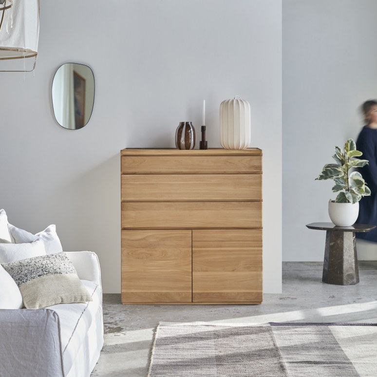 Nino - Sideboard aus massivem Teakholz, 110 cm