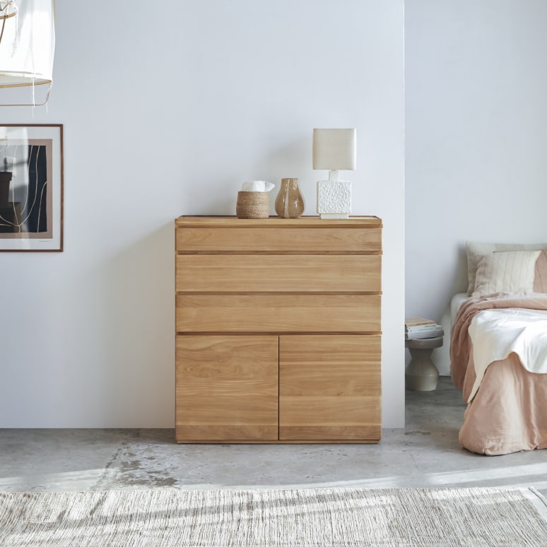 Nino - Tall chest of drawers in solid teak