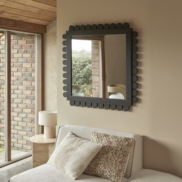 Luca - Espejo de madera de mindi de 92 cm x 92 cm