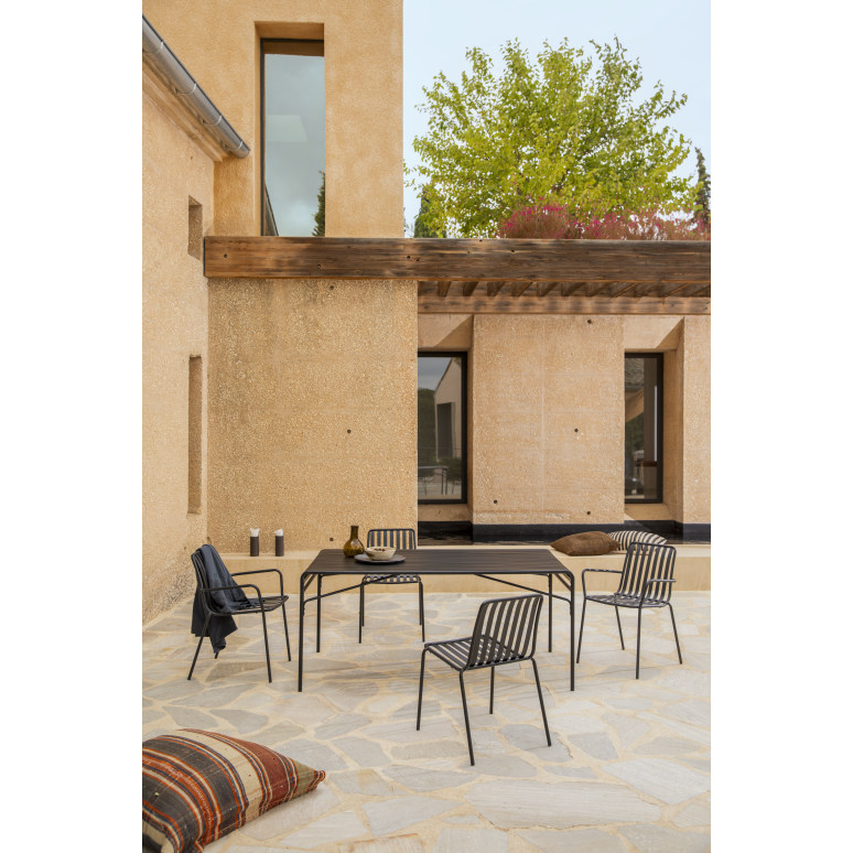 Gaby - Conjunto de muebles de jardín de metal negro de 4 plazas