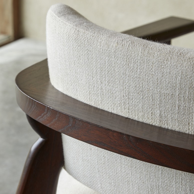 Matéo - Fauteuil en mindi massif et tissu écru