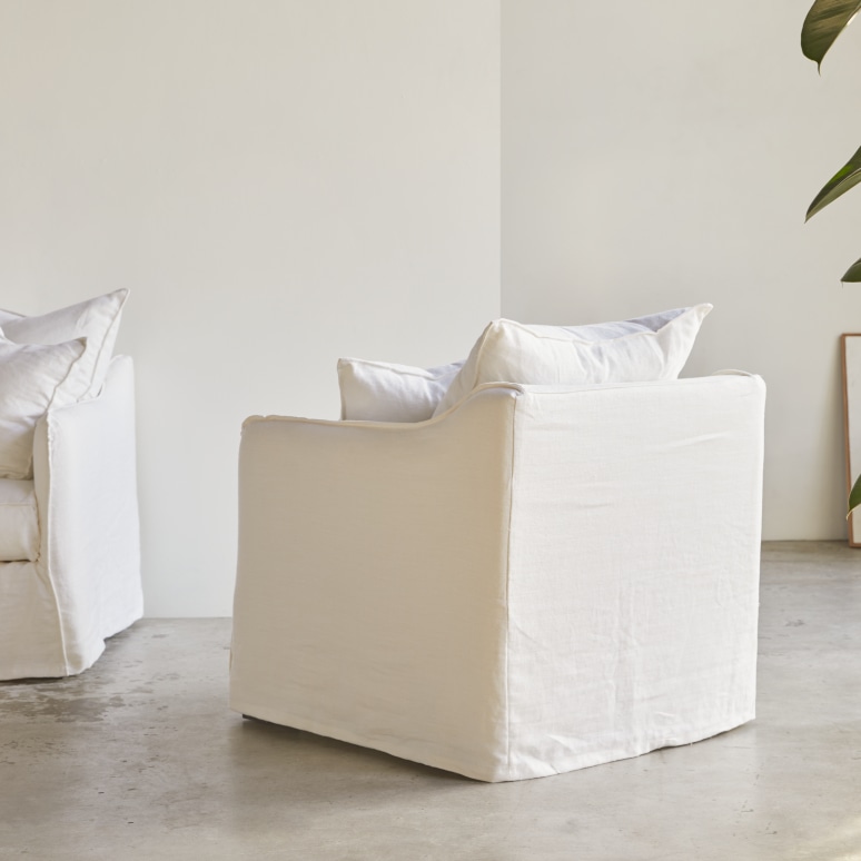 Ariane - Fauteuil van wit linnen