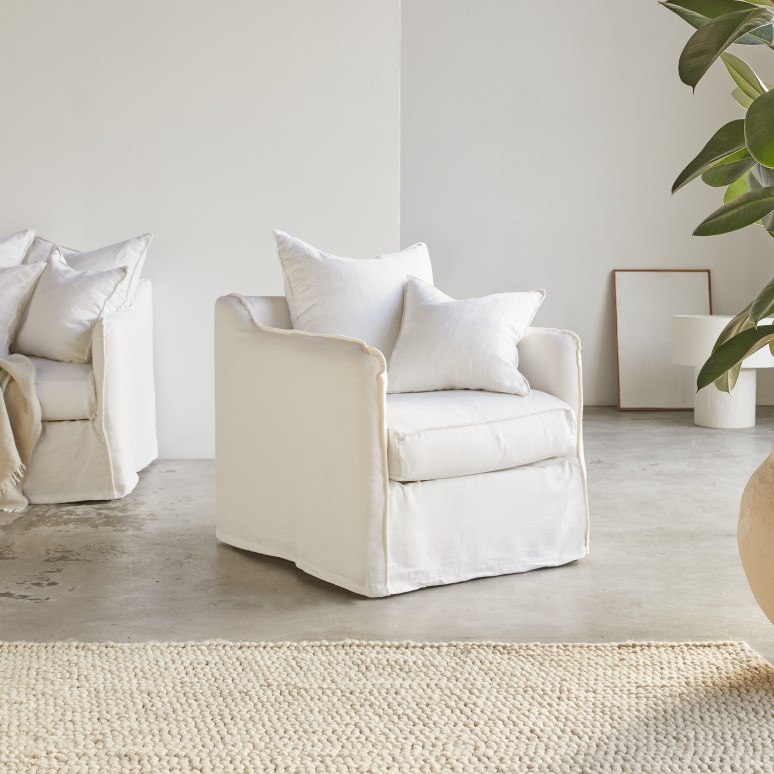 Ariane - Fauteuil van wit linnen