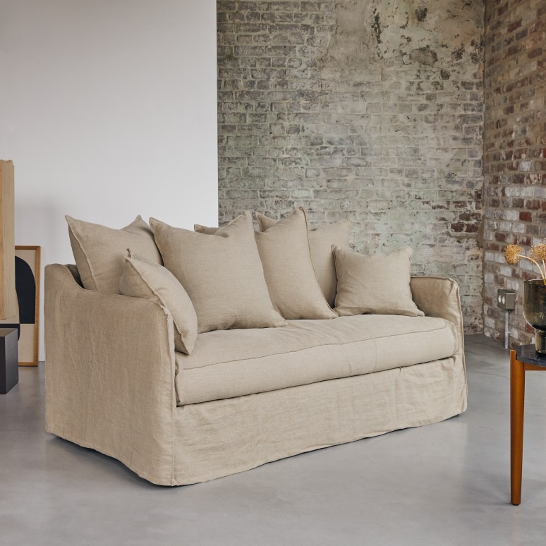 Ariane - Sofa aus naturbelassenem Leinen, 3-Sitzer