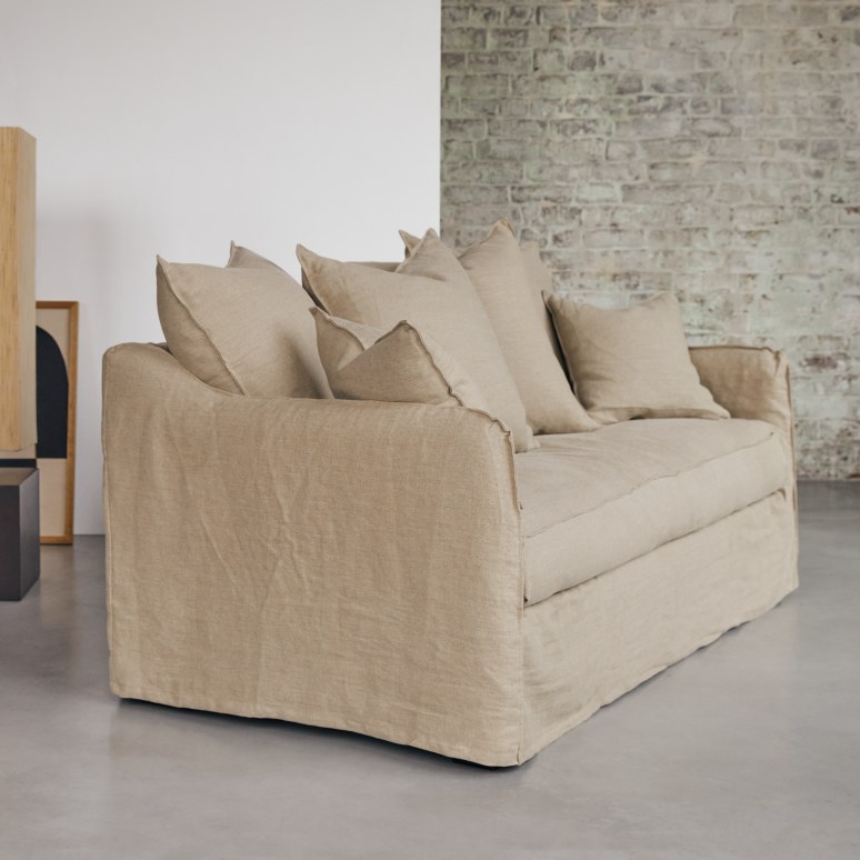 Ariane - Sofa aus naturbelassenem Leinen, 3-Sitzer