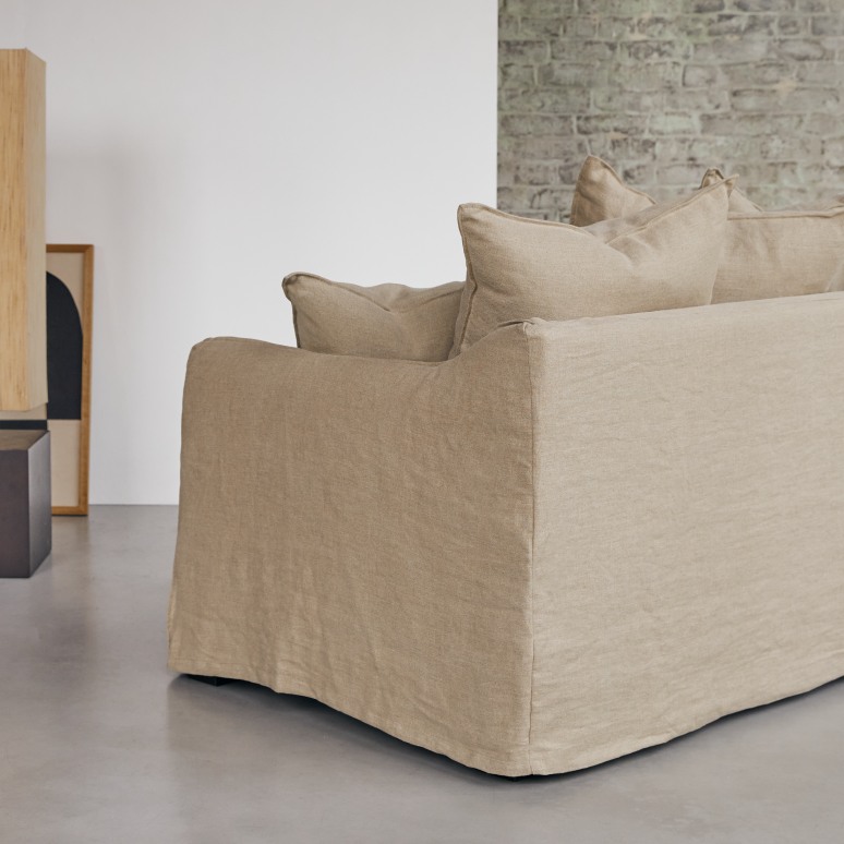 Ariane - Sofa aus naturbelassenem Leinen, 3-Sitzer