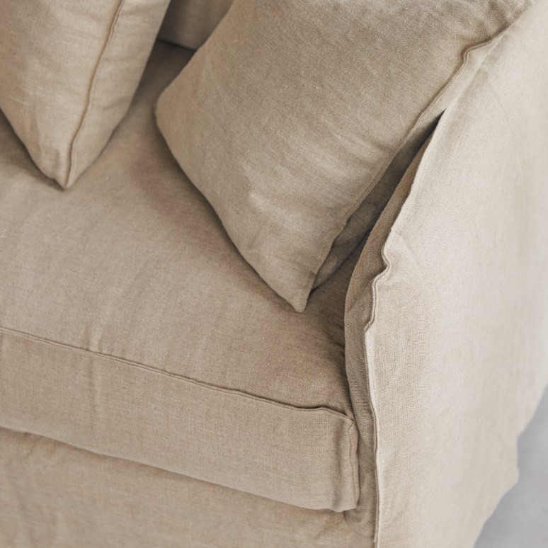 Ariane - Sofa aus naturbelassenem Leinen, 3-Sitzer