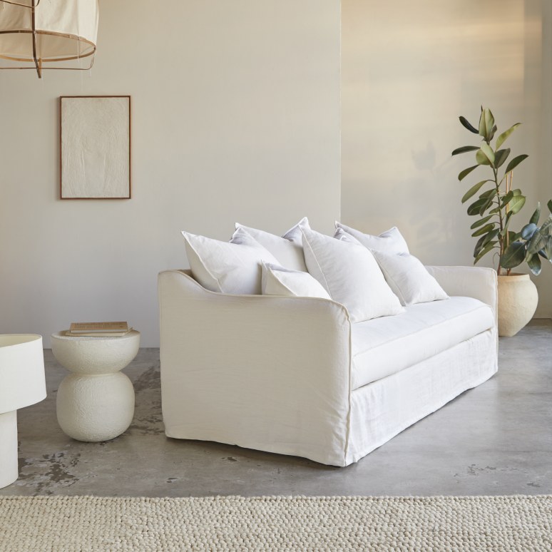 Ariane - Ariane – Sofa aus weißem Leinen, 5-Sitzer