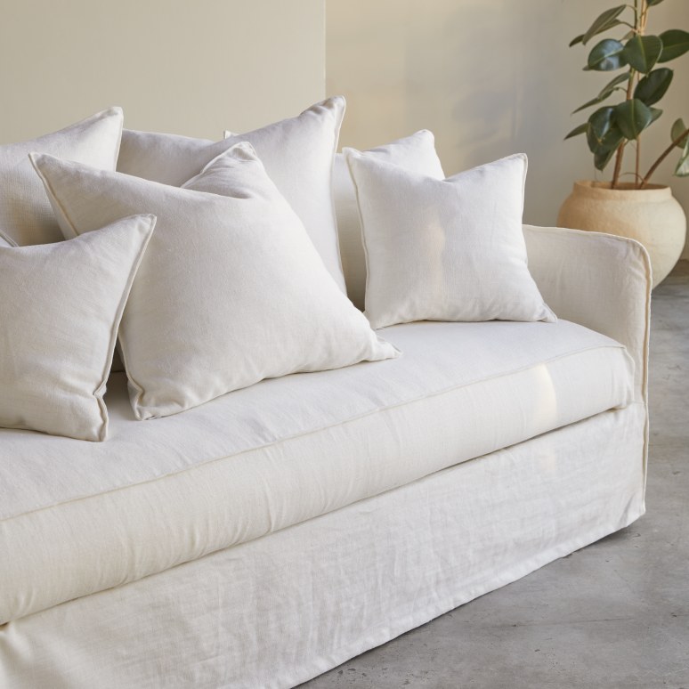 Ariane - Ariane – Sofa aus weißem Leinen, 5-Sitzer