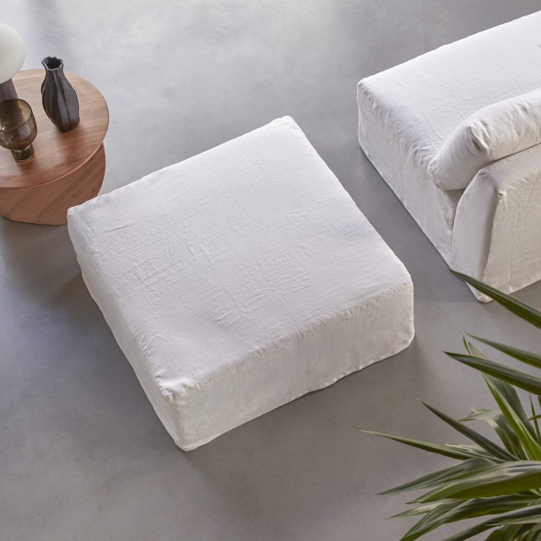 Nils - Repose-pieds en lin blanc