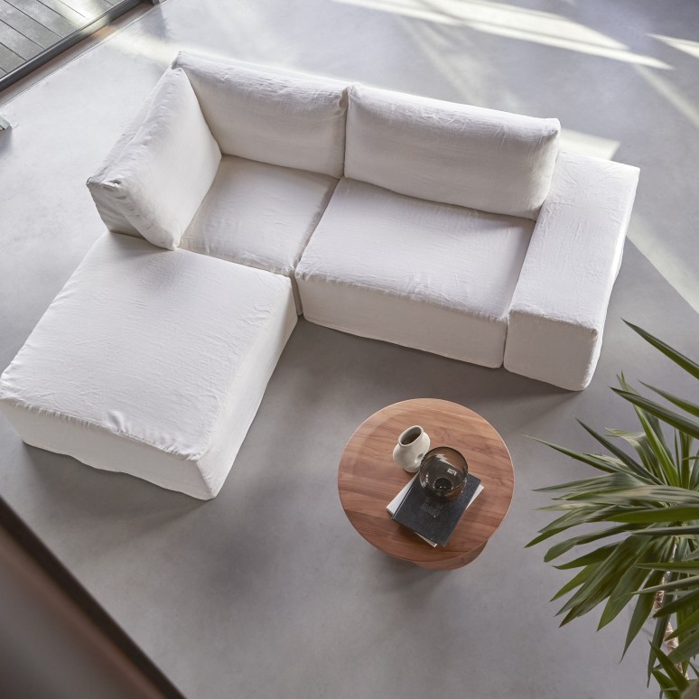 Nils - Voetenbank in wit linnen