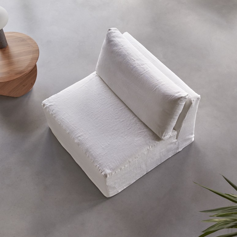Nils - Modulaire loungestoel in wit linnen