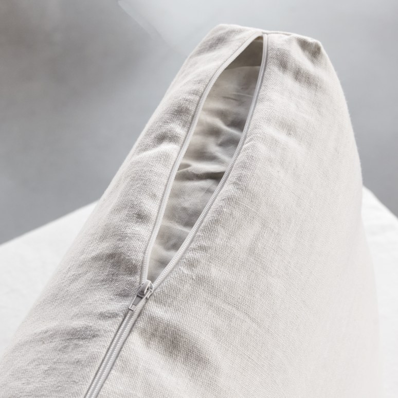 Nils - Divano ad angolo modulabile in lino bianco con chaise longue, 2 posti 