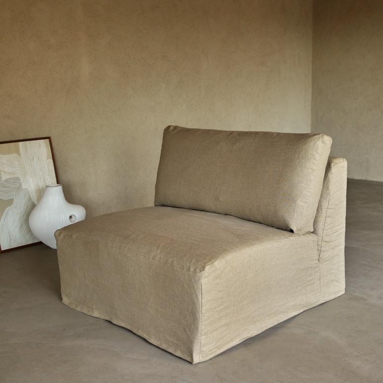 Nils - Poltrona bassa modulabile in lino naturale