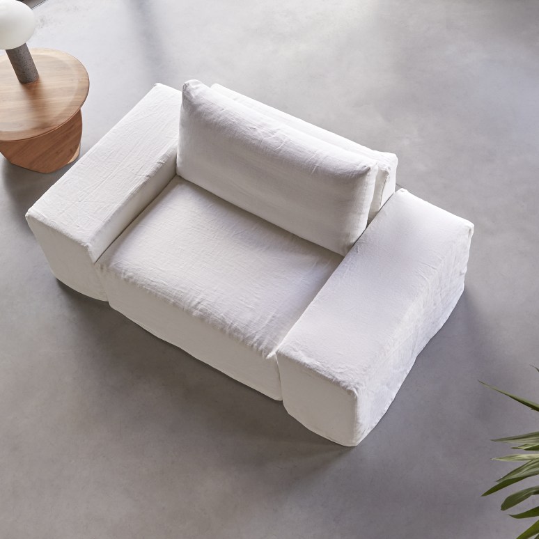 Nils - Modulaire fauteuil in wit linnen