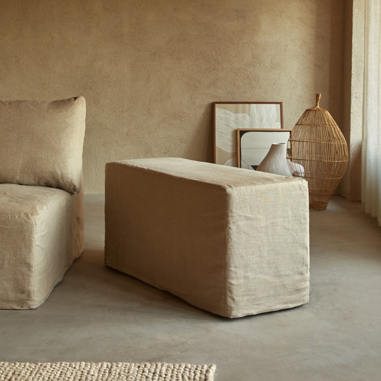 Nils - Divano modulabile in lino naturale, 3-5 posti letto