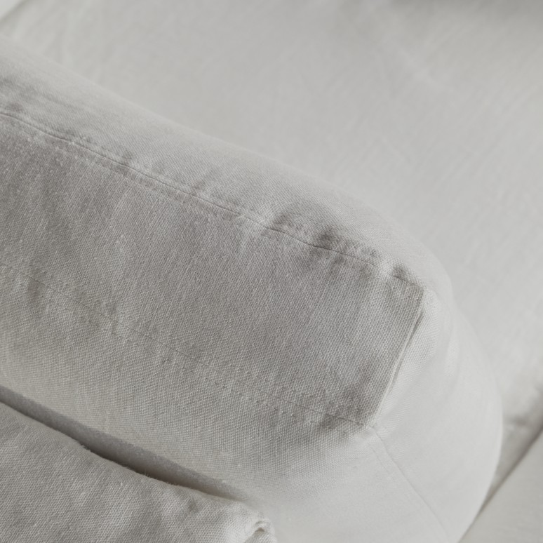 Nils - Divano ad angolo modulabile in lino bianco con chaise longue, 2 posti 