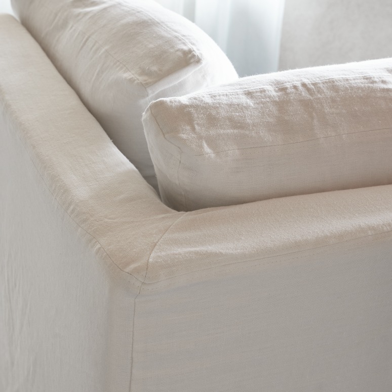 Nils - Divano angolare modulabile in lino bianco a 3 posti