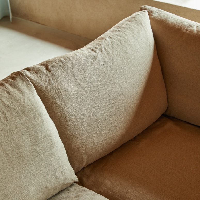 Nils - Modul-Ecksofa aus natürlichem Leinen, 3-Sitzer